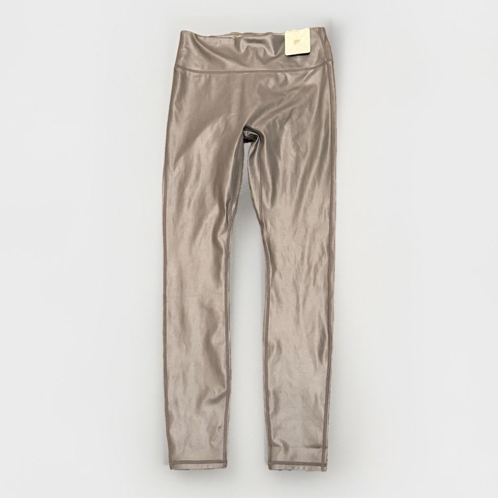 NEW! Fabletics‎ Metallic High Rise Shine Legging Women's Sz M Gunmetal Gray